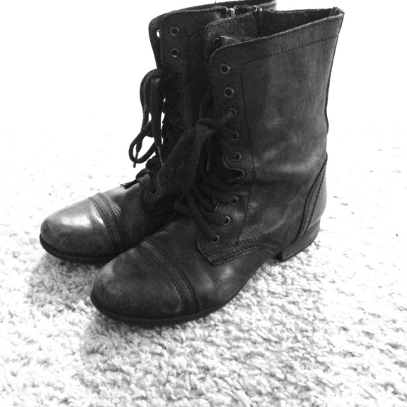 Steve Madden black combat boots, size 9 worn twice
