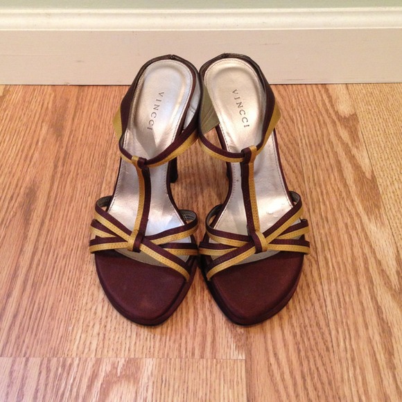 Vincci bronze and gold satin sandals