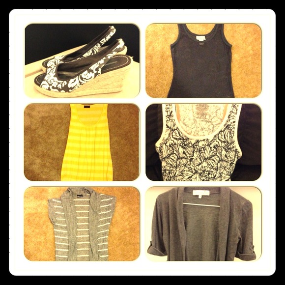 🚫Reserved🚫 bundle of cardigans, tops, and wedges