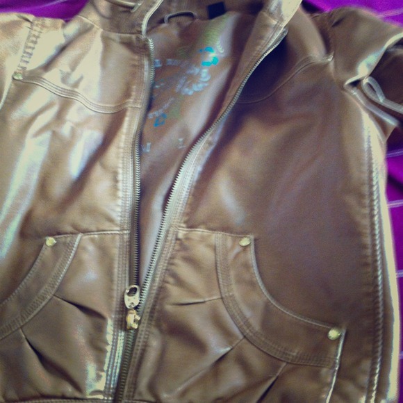 Big chill short leather brown jacket