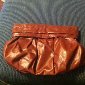Brown leather like clutch