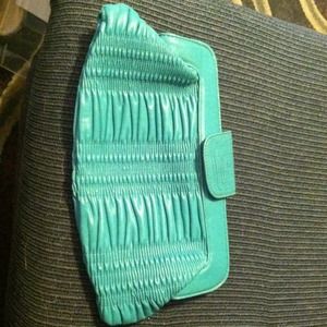 Adorable aqua ribbed clutch !!