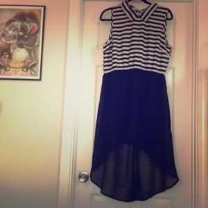 NWOT Striped collared high low dress
