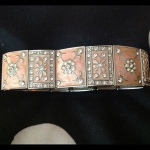 Pink jeweled enamel bracelet