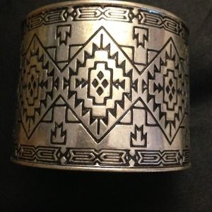 Silver tribal print cuff bracelet