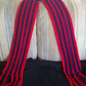 Handmade knit blue & red scarf