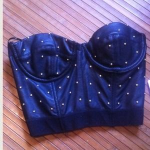 Black Bustier with Gold Studs