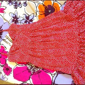 Red and white polka dot halter dress