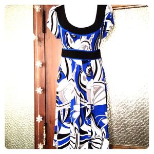 Sharp-looking black/white/blue dress