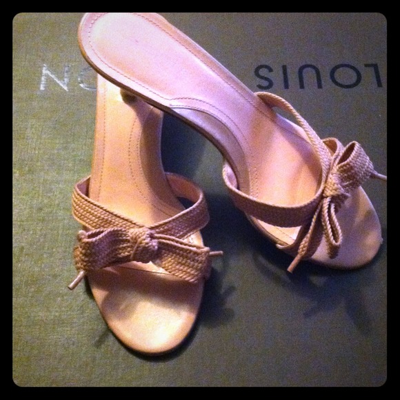 VIA SPIGA Pale pink leather and fabric heels