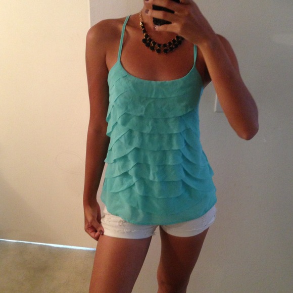 Tops - ❤Sold❤Teal top with ruffles