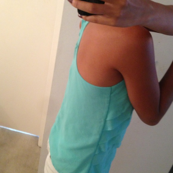 ❤Sold❤Teal top with ruffles - Picture 2 of 3