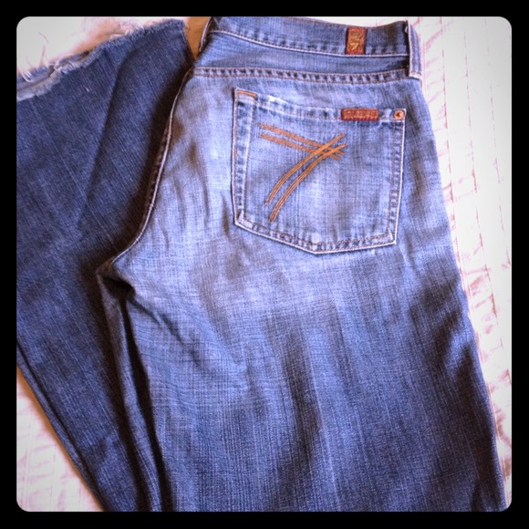 Seven dojo jeans, cut at the bottom.