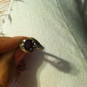 Garnet ring with diamond accents