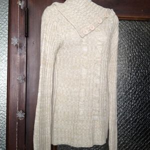 Bundle: Beige & grey sweaters w/ off-set collars