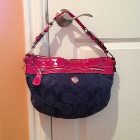 Navy blue and fuchsia Coach bag