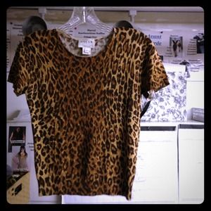 Vintage Oscar De La Renta Leopard Print Top sz P