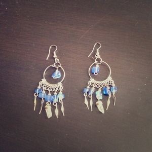 Flowing Native American blue and silver earrings