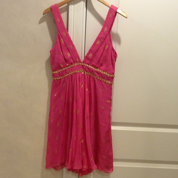 Milly pink dress with gold