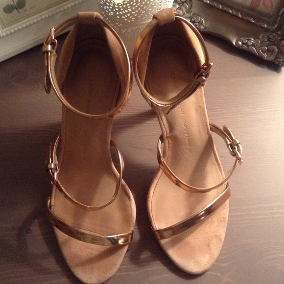⛔SOLD⛔Zara Blush/Rose Gold suede sandals Sz 36 - Picture 4 of 4