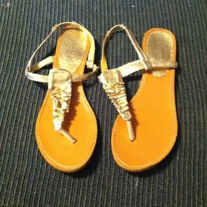 Gold thong sandals