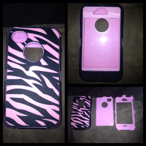 Pink & Black ZebraIPhone 4-4s faux Otterbox Case