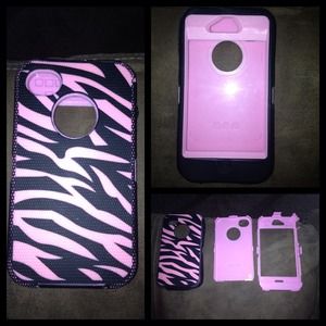 Pink & Black ZebraIPhone 4-4s faux Otterbox Case