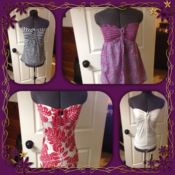 SOLD Lot of 4 strapless tops 3 American eagle size