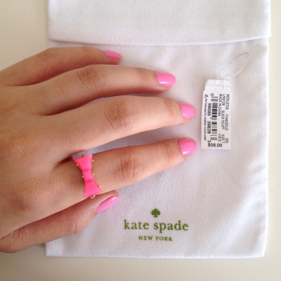 Kate spade neon pink bow ring