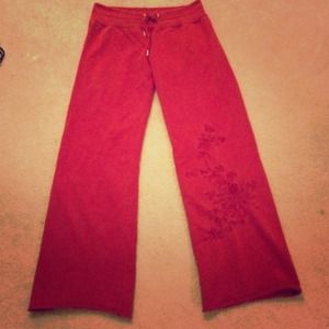 Lucky Brand red embroidered comfy pants