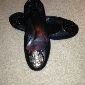 Tory Burch Black/Gold Classic Reva Ballet Flats