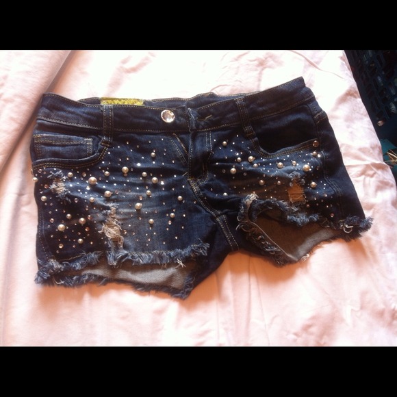 Studded denim  shorts