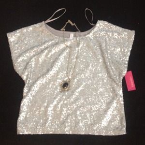 Xhilaration by Target silver sequin crop top