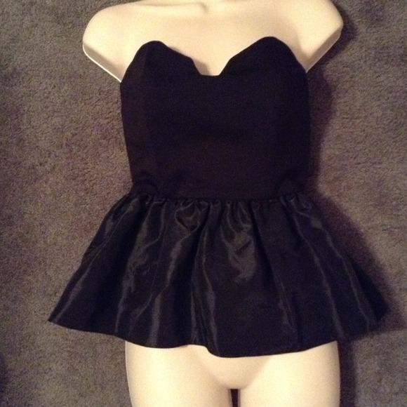 ASOS Tops - HOLD ASOS Black Strapless Sweetheart Peplum Top