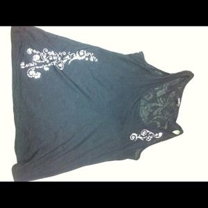 Embellished black sheer tank  express
