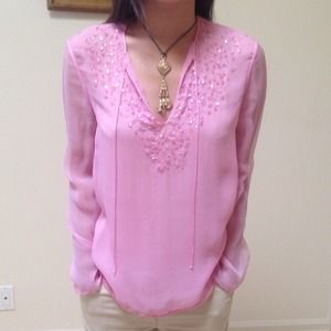 ❤️SUPER SALE❤️🎀Pink Silk Chiffon Blouse🎀