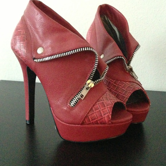 Red snake skin heels