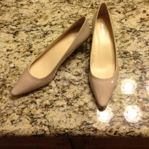 Nude Patent Leather Calvin Klein Kitten Heels