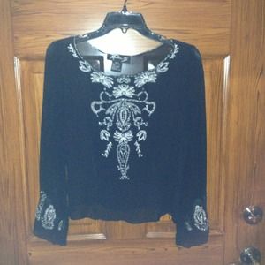 Black sheer beaded top