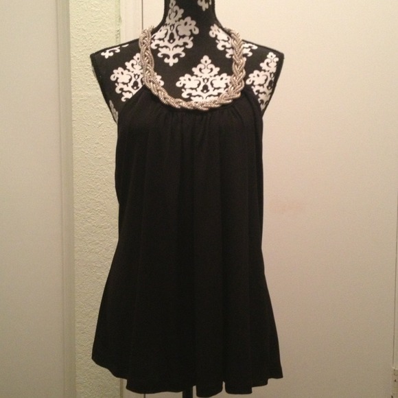 Sexy metallic beaded braid neckline Halter Size L