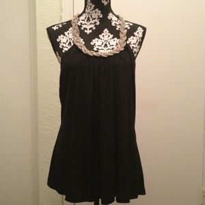 Sexy metallic beaded braid neckline Halter Size L