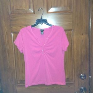 Pink cotton spandex T-shirt