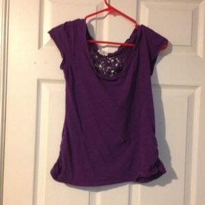 Purple Tee with Crochet Back