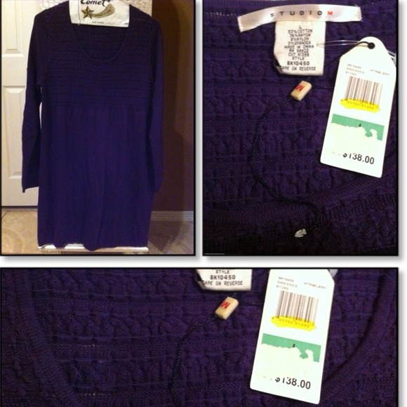 NWT Studio M size Lg purple sweater dress