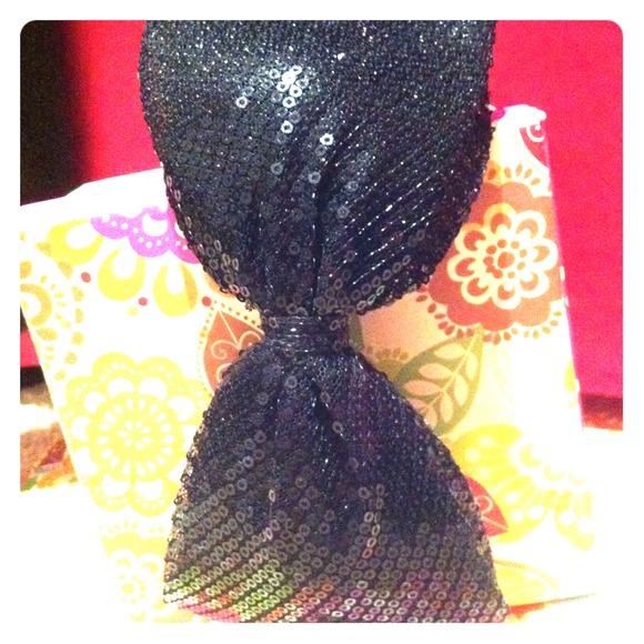 Giant black sequin bow headband