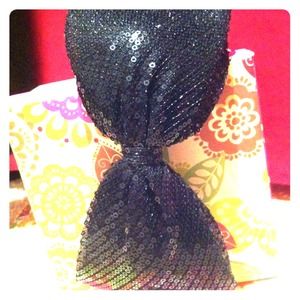 Giant black sequin bow headband