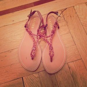 REDUCED Ralph Lauren tan flat sandals SIZE 6.5