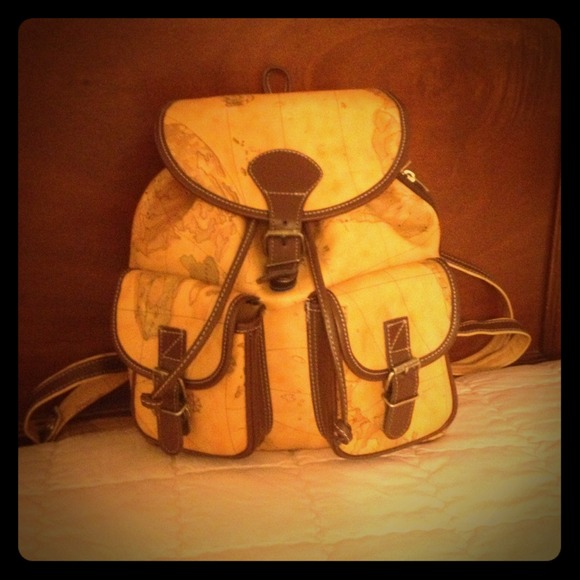 Beige Bag with Map Outlines