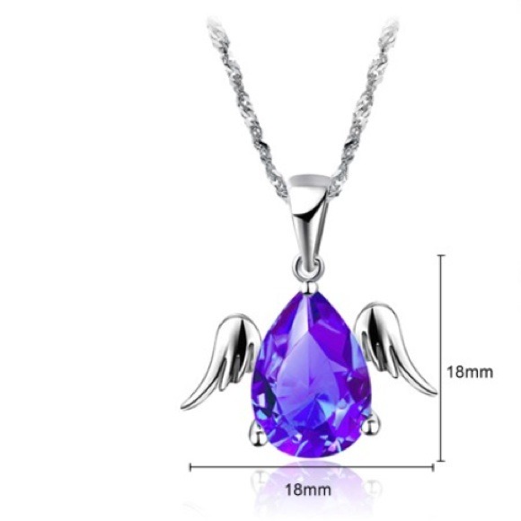 Super cute white gold angel tear wings necklace - Picture 2 of 3