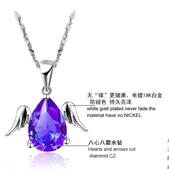 Super cute white gold angel tear wings necklace - Picture 3 of 3